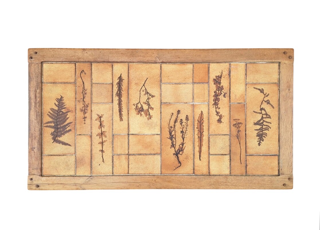 F 476 APO ceramic tiles coffee table with oak frame 