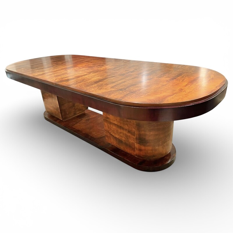 F 477 AS large «  paquebot style » art deco table, restored, circa 1925