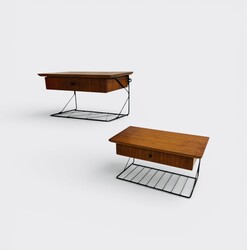 F 488 AG pair of bed side table teak 1960