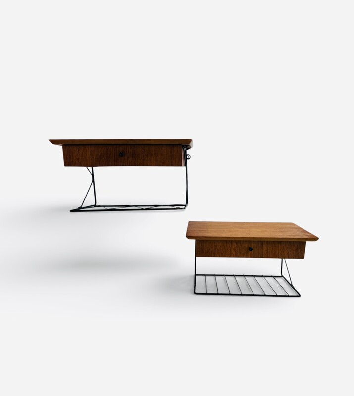 F 488 AG pair of bed side table teak 1960