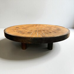 F 490 APO round ceramic tiles coffee table by Roger Capron