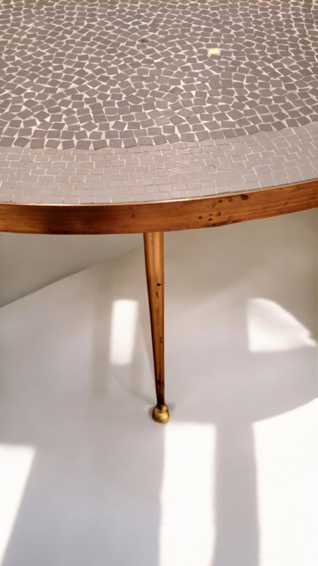 F 490 JC mosaic and brass coffee table by Berthold Muller 1950s 