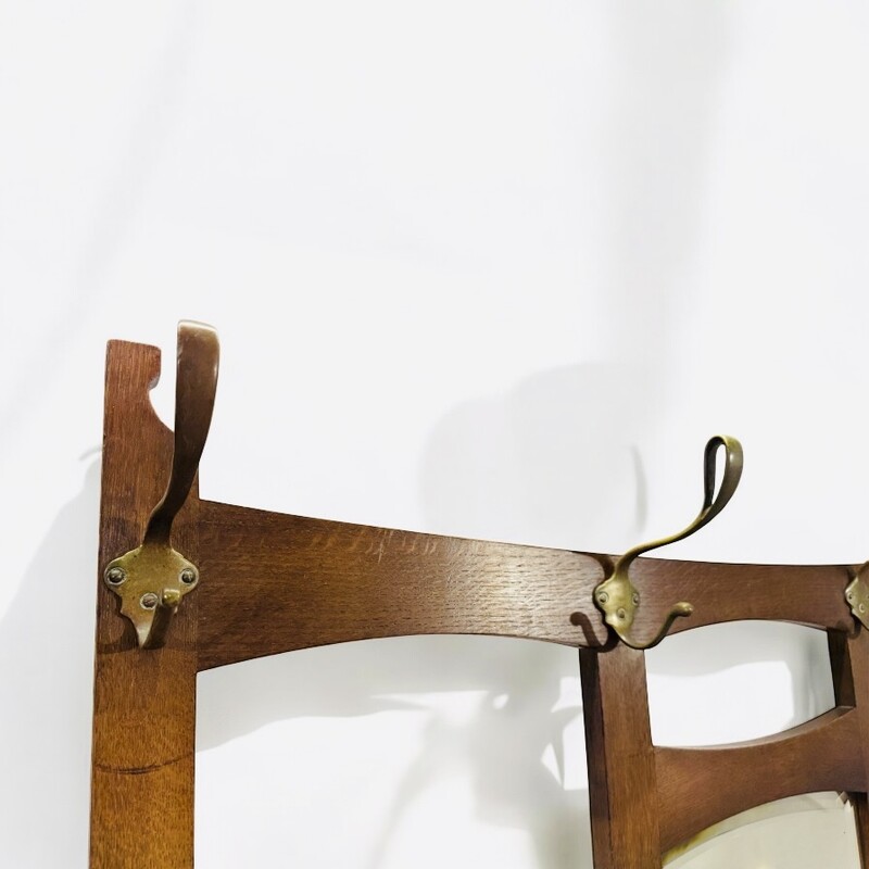 F 491 YO Coat rack Art Nouveau brass and ceramic 