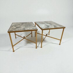 F 493 YO pair if Neo Classic side table brass and mirror 