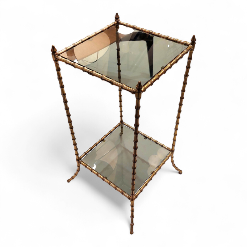 F 494 JC Gilt bronze faux bamboo side table by Baguès 1960s