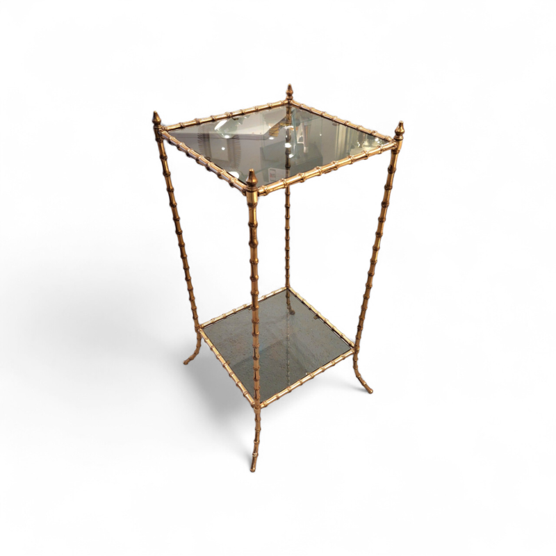 F 494 JC Gilt bronze faux bamboo side table by Baguès 1960s