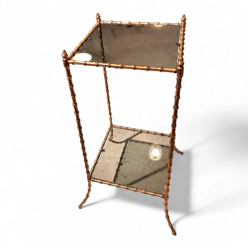 F 494 JC Gilt bronze faux bamboo side table by Baguès 1960s