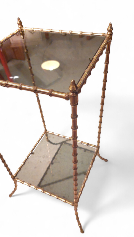 F 494 JC Gilt bronze faux bamboo side table by Baguès 1960s