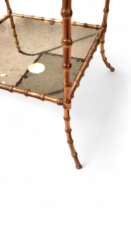 F 494 JC Gilt bronze faux bamboo side table by Baguès 1960s