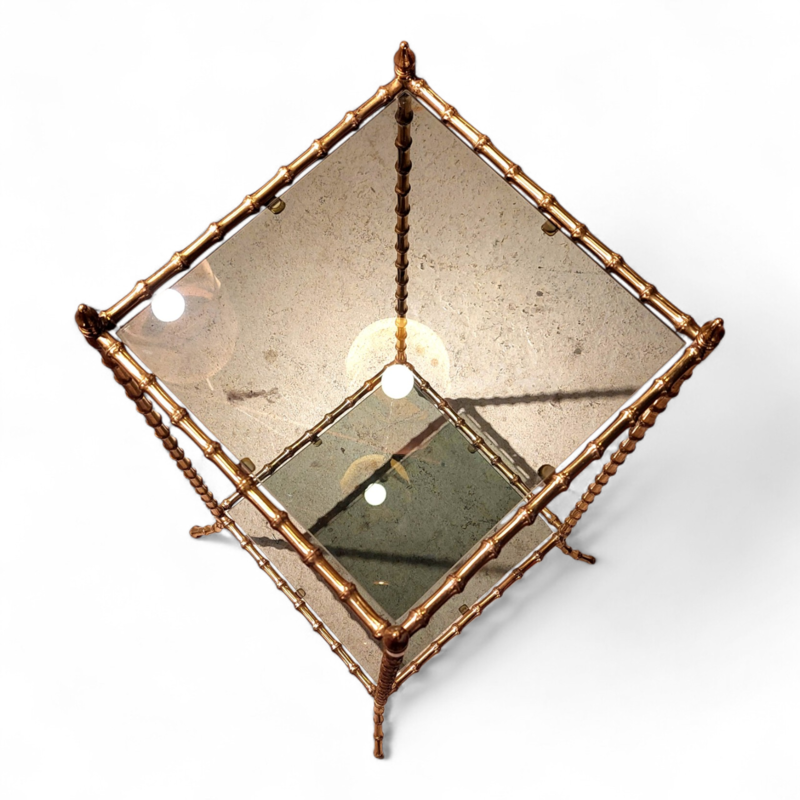 F 494 JC Gilt bronze faux bamboo side table by Baguès 1960s