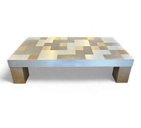 F 496 JFC aluminium and brass coffee table by Willy Rizzo 