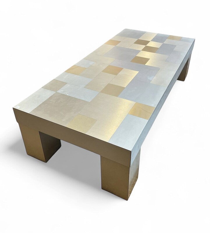 F 496 JFC aluminium and brass coffee table by Willy Rizzo 