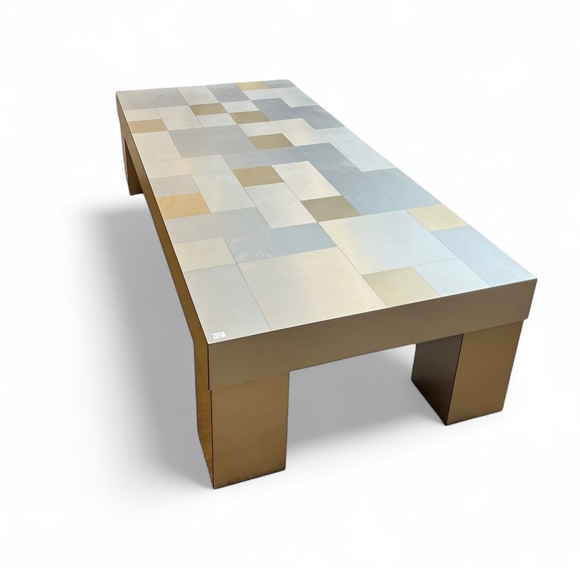 F 496 JFC aluminium and brass coffee table by Willy Rizzo 