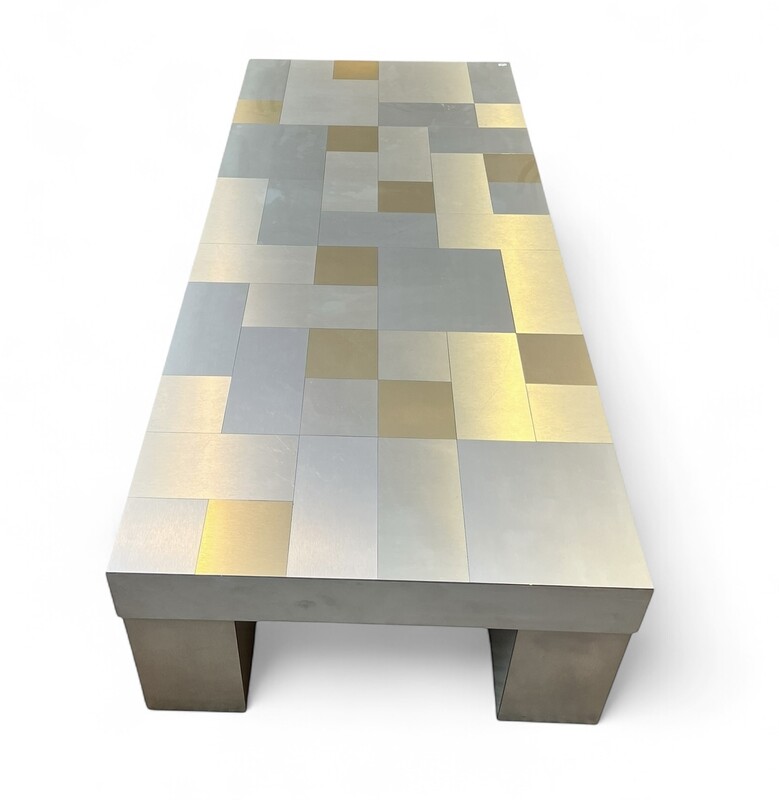 F 496 JFC aluminium and brass coffee table by Willy Rizzo 