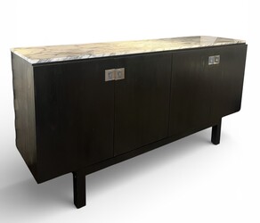 F 497 JFC black sideboard with marble top by Florence Knoll