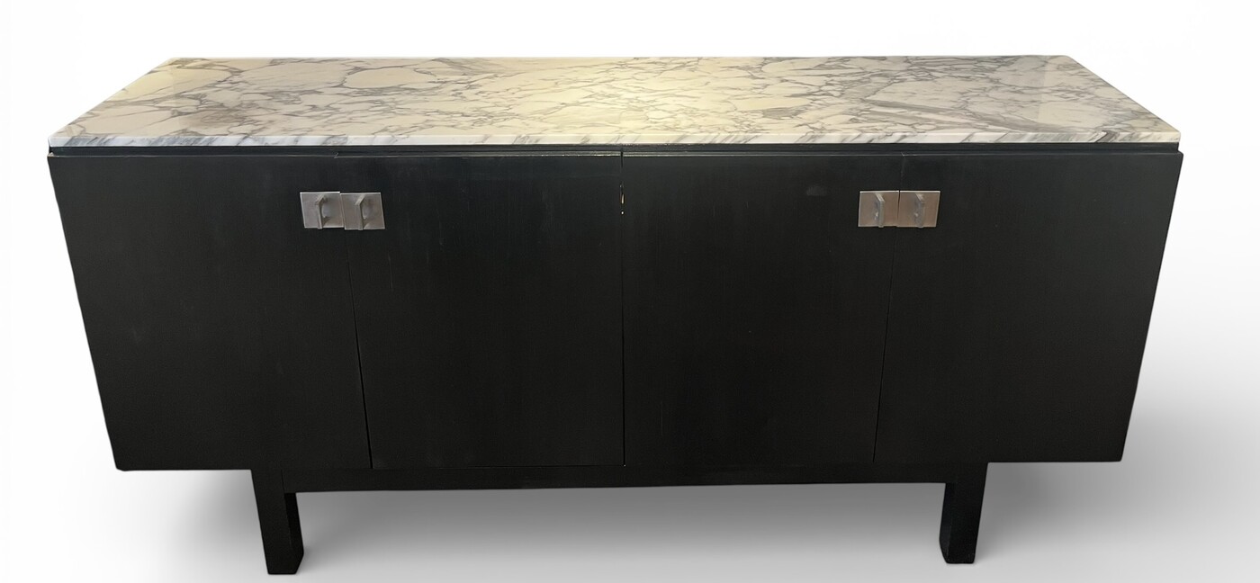 F 497 JFC black sideboard with marble top by Florence Knoll