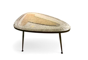 F 500 AS Mosaïc and brass coffee table by Berthold Muller 1950s