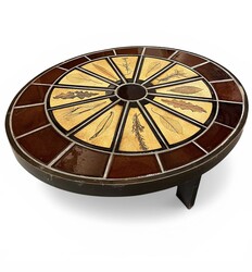 F 501 RD ovale ceramic tiles coffee table signed Roger Capron 