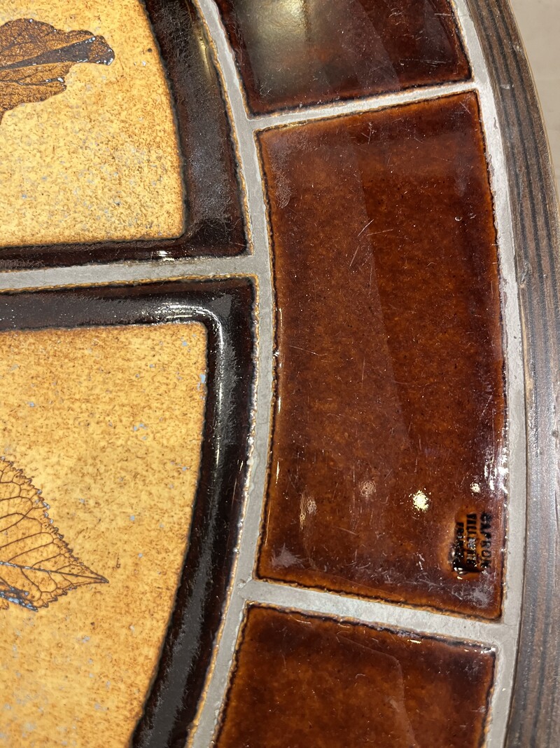 F 501 RD ovale ceramic tiles coffee table signed Roger Capron 