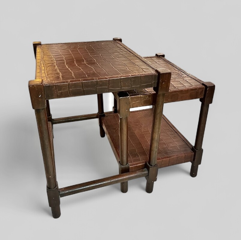 F 503 RR pair of leather « croco » nesting tables 