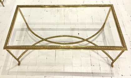 F 507 RD brass and glass coffee table by Maison Baguès