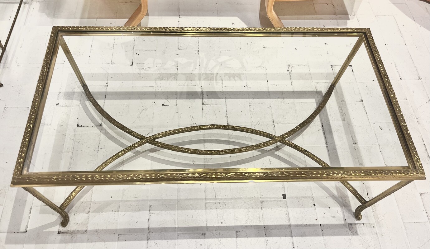 F 507 RD brass and glass coffee table by Maison Baguès