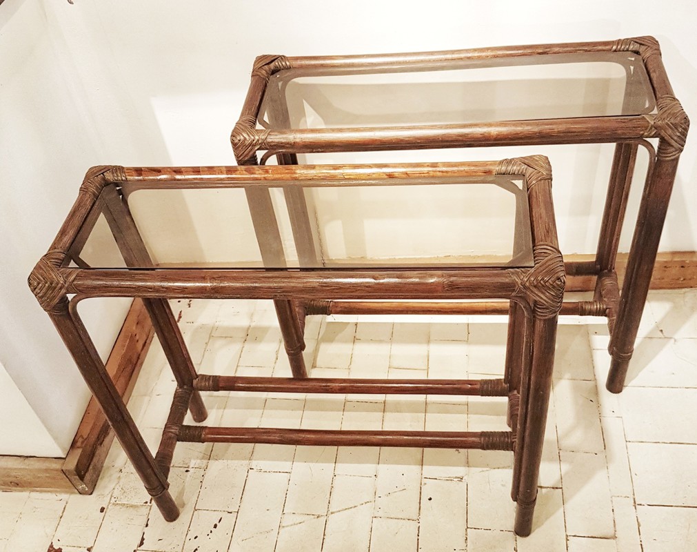 F 529 JC Pair Bamboo consoles Ca 1980