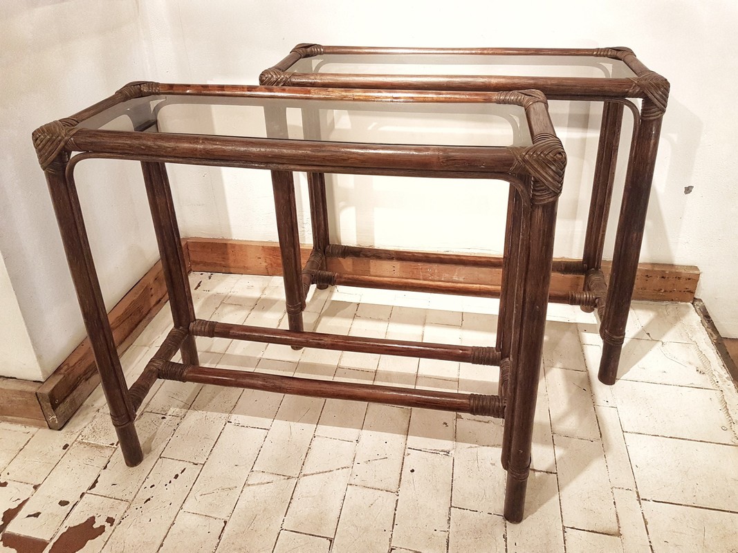 F 529 JC Pair Bamboo consoles Ca 1980