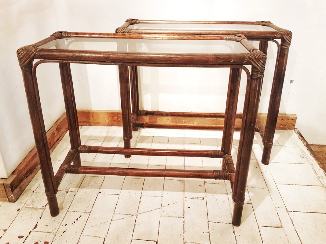 F 529 JC Pair Bamboo consoles Ca 1980