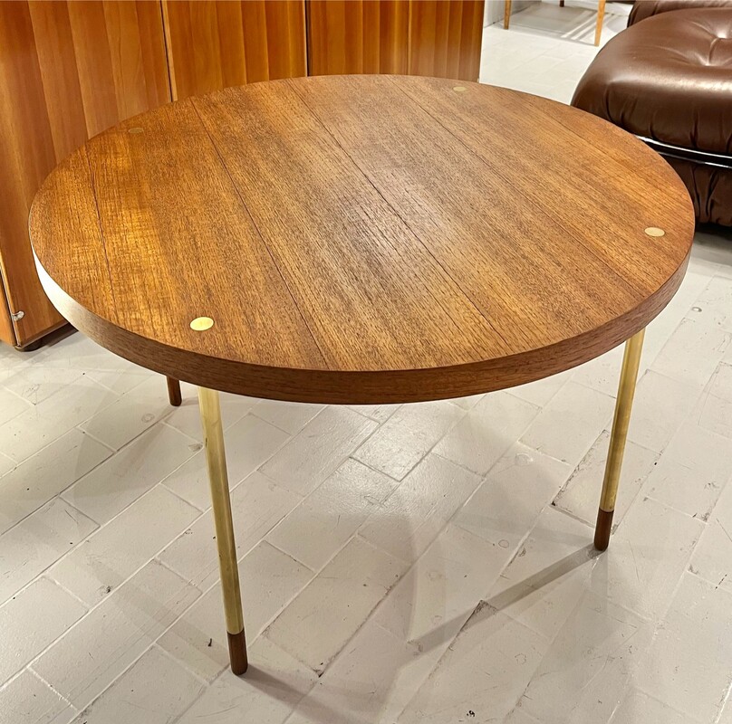 F 535 RD round low table with brass details, Italy , 1960’s