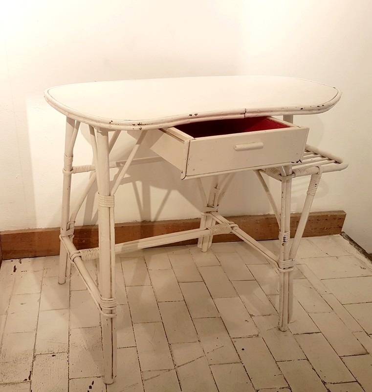 F 546 JC Rattan freeform writing desk by Louis Sognot France 1950s