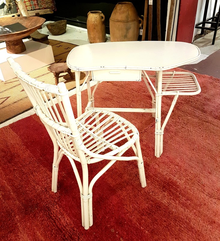 F 546 JC Rattan freeform writing desk by Louis Sognot France 1950s