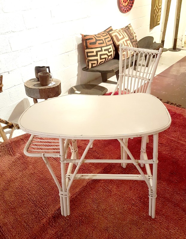 F 546 JC Rattan freeform writing desk by Louis Sognot France 1950s