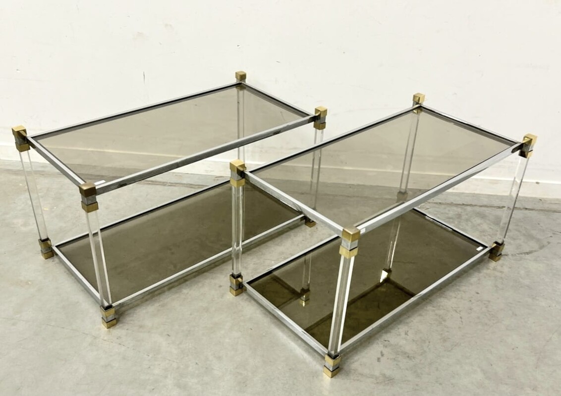 F 549 JC pair of Hollywood Regency side tables by Pierre Vandel 