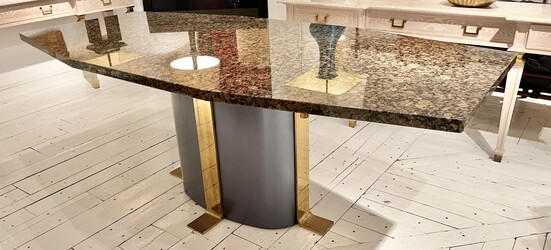 F 568 JFC large granit and brass Hollywood Regency dining table 