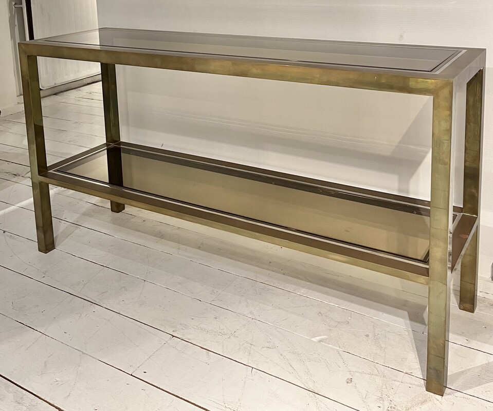 F 572 AG Hollywood Regency brass and chrome console, 1970’s