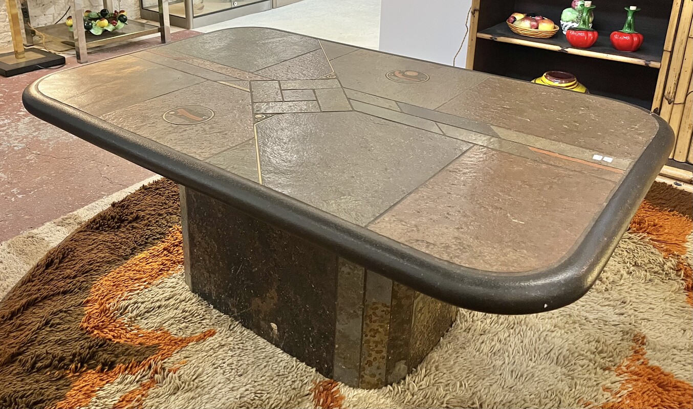 F 600 A/I Height adjustable Kingma Brutalist coffee table, 1980’s