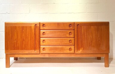 F 605 JC Solid teak wood sideboard, Denmark 1980s