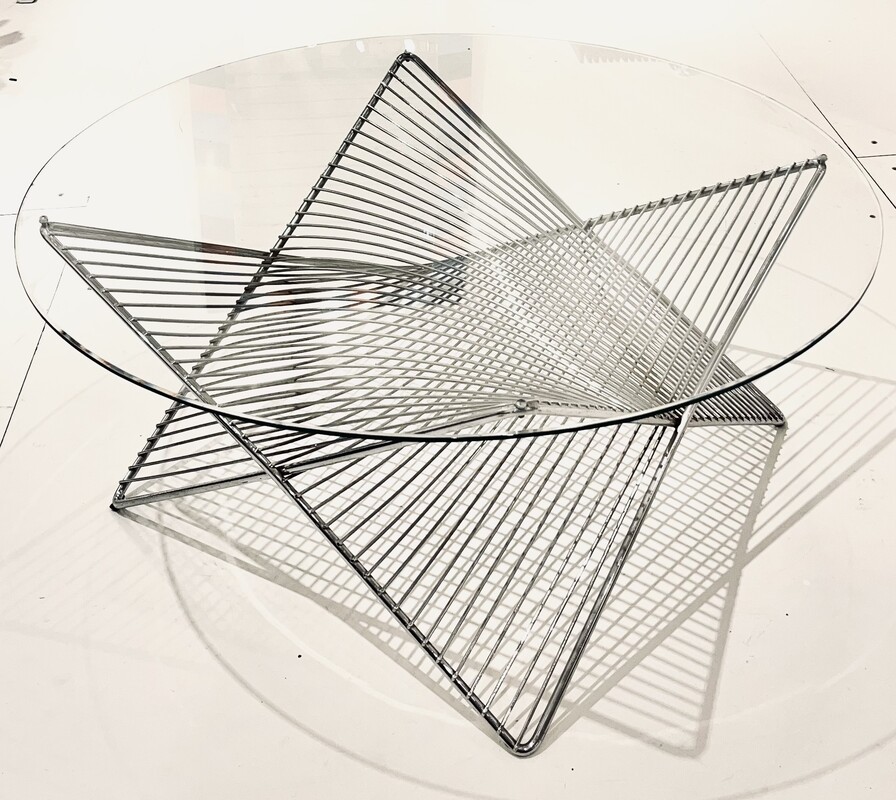 F 622 AV round chrome and glass coffee table, 1970’s