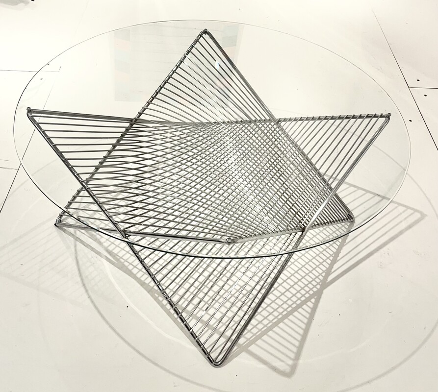 F 622 AV round chrome and glass coffee table, 1970’s