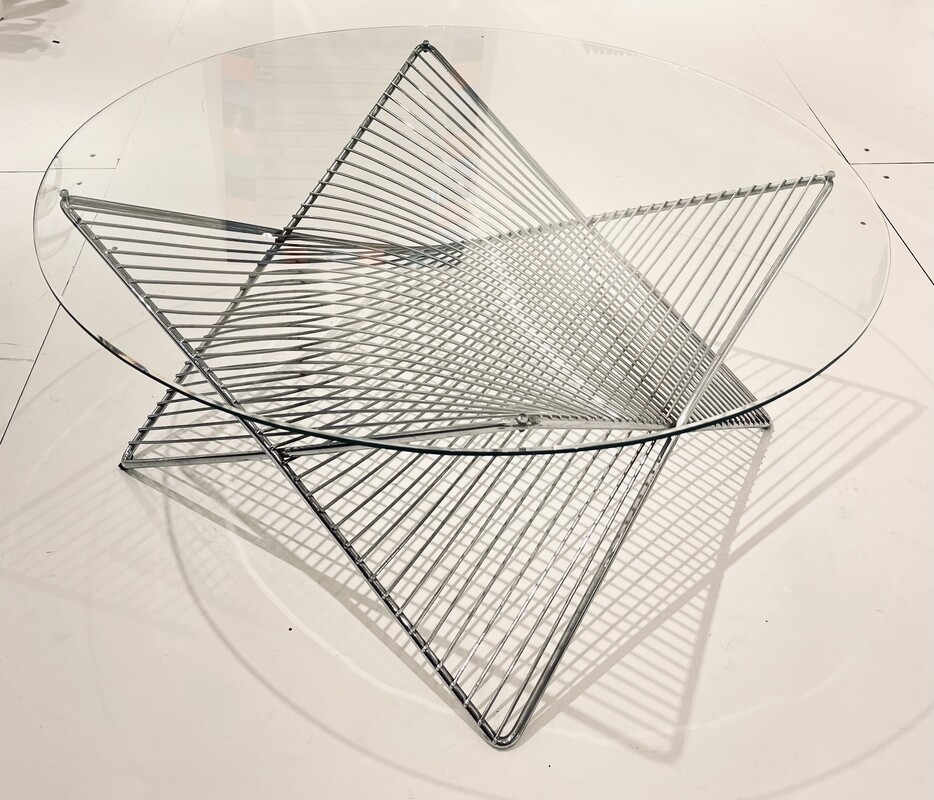 F 622 AV round chrome and glass coffee table, 1970’s