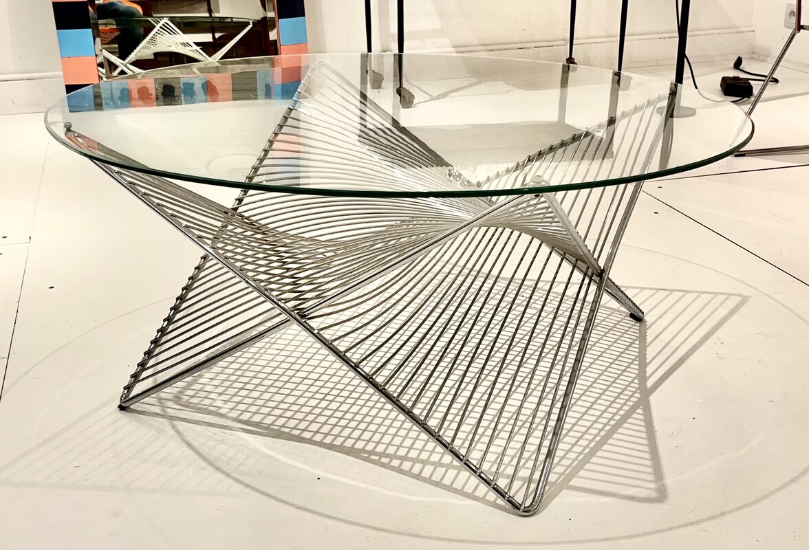 F 622 AV round chrome and glass coffee table, 1970’s