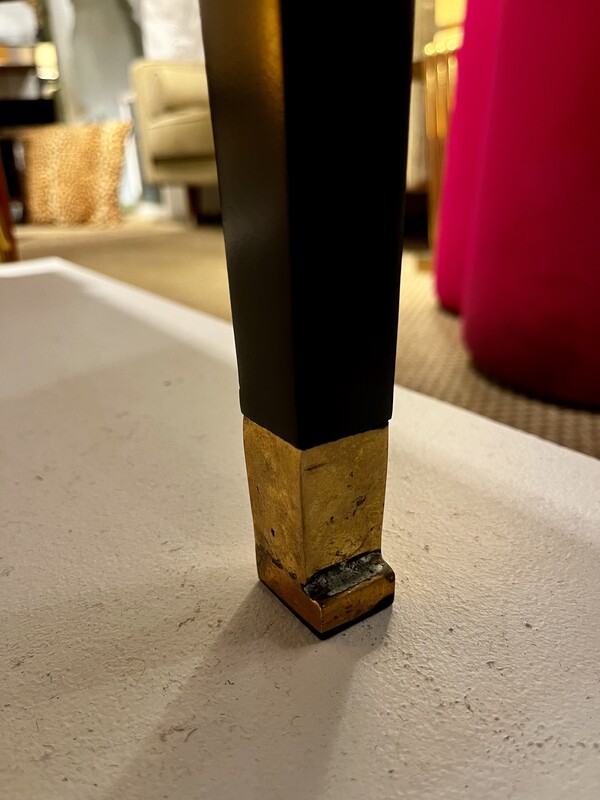 F 669 YD black laquered desk with brass details by Quinet 