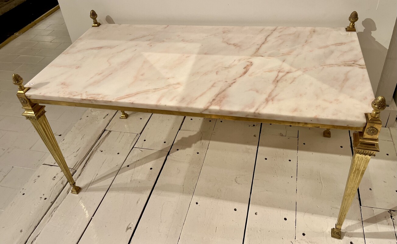 F 671 JFC Neoclassic Hollywood Regency marble and brass coffee table 