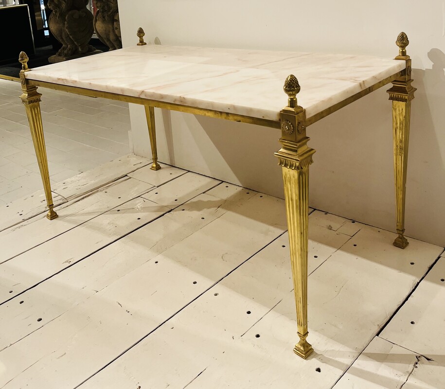 F 671 JFC Neoclassic Hollywood Regency marble and brass coffee table 