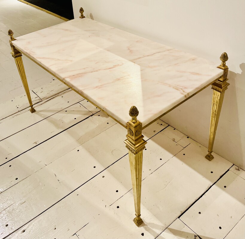 F 671 JFC Neoclassic Hollywood Regency marble and brass coffee table 