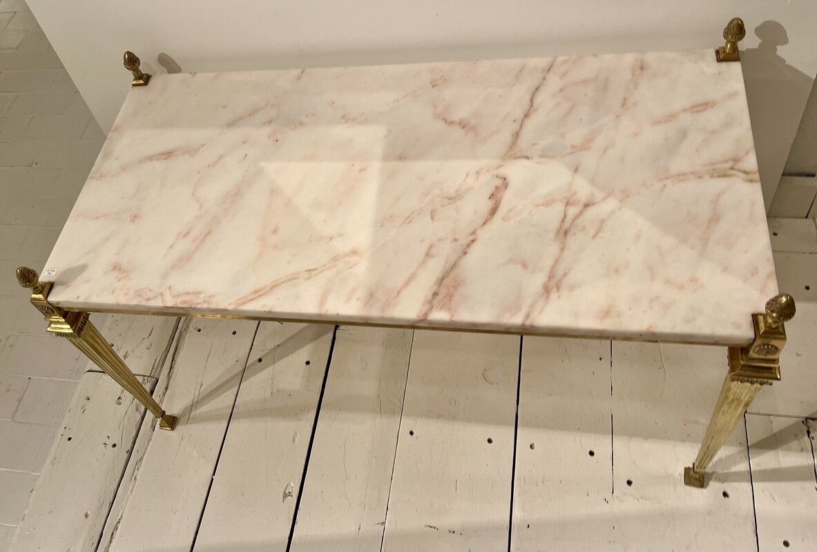 F 671 JFC Neoclassic Hollywood Regency marble and brass coffee table 
