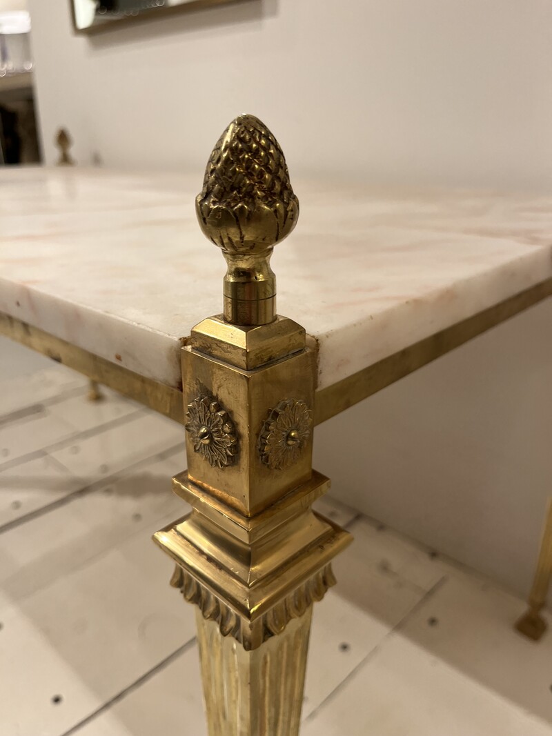 F 671 JFC Neoclassic Hollywood Regency marble and brass coffee table 