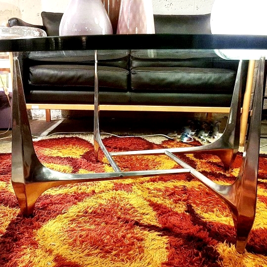 F 801 JC Aluminium cast and glass coffee table by K Hesterberg for Ronald Schmitt