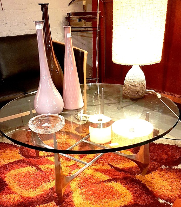 F 801 JC Aluminium cast and glass coffee table by K Hesterberg for Ronald Schmitt